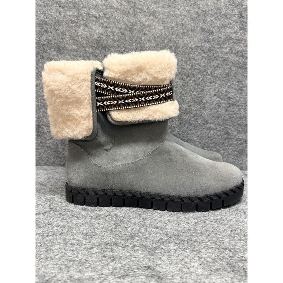 Muk Luks Shoes - Muk Luks Womens Gray Suede Shearling Lined Winter Boots Size 7